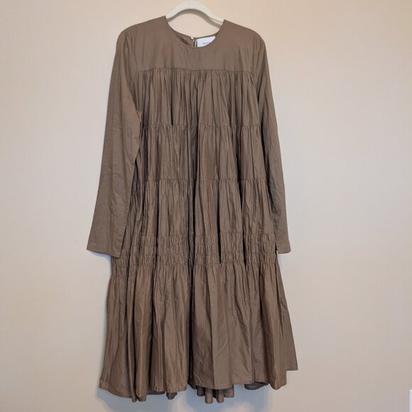 Merlette Soliman Midi Dress in Sahara Large NWT tiered ruffles cottagecore - Picture 1 of 9